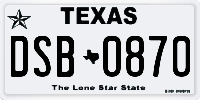 TX license plate DSB0870