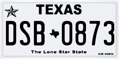 TX license plate DSB0873