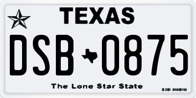 TX license plate DSB0875