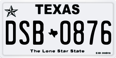 TX license plate DSB0876