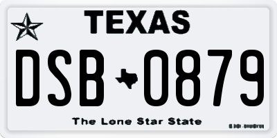 TX license plate DSB0879