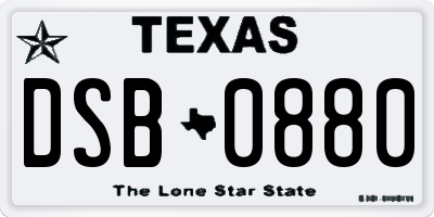 TX license plate DSB0880