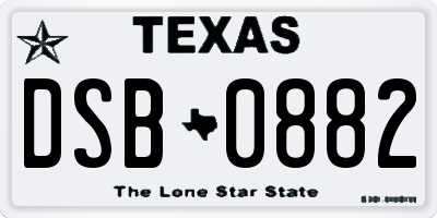 TX license plate DSB0882