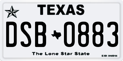TX license plate DSB0883
