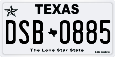 TX license plate DSB0885