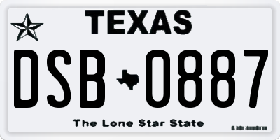 TX license plate DSB0887