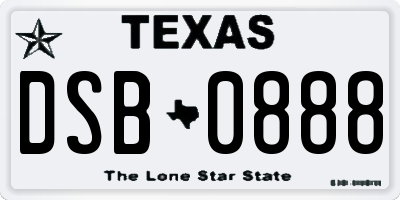 TX license plate DSB0888