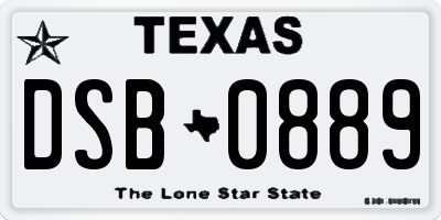 TX license plate DSB0889