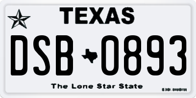 TX license plate DSB0893