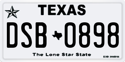 TX license plate DSB0898