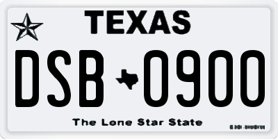 TX license plate DSB0900