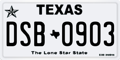 TX license plate DSB0903