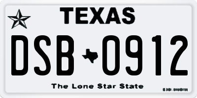TX license plate DSB0912