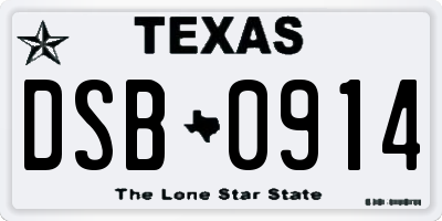 TX license plate DSB0914
