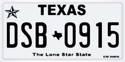 TX license plate DSB0915