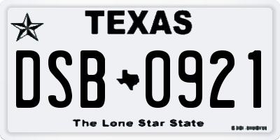 TX license plate DSB0921