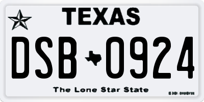 TX license plate DSB0924