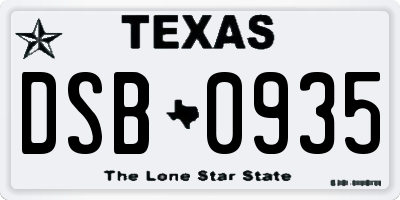 TX license plate DSB0935