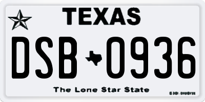 TX license plate DSB0936
