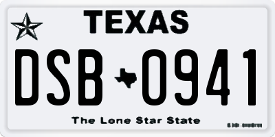 TX license plate DSB0941