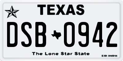 TX license plate DSB0942