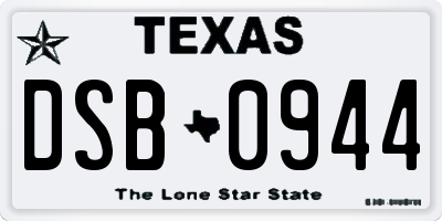TX license plate DSB0944