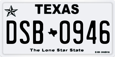 TX license plate DSB0946