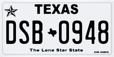 TX license plate DSB0948