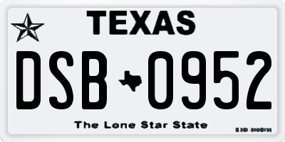 TX license plate DSB0952