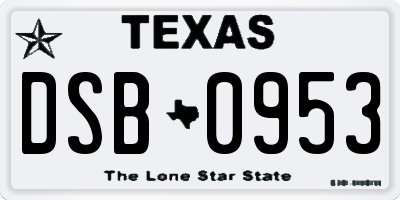 TX license plate DSB0953