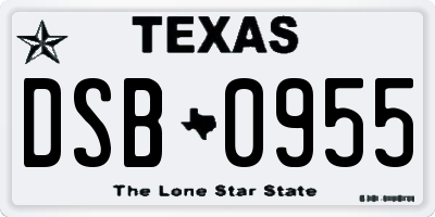 TX license plate DSB0955