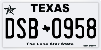 TX license plate DSB0958