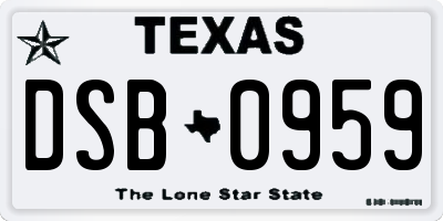 TX license plate DSB0959