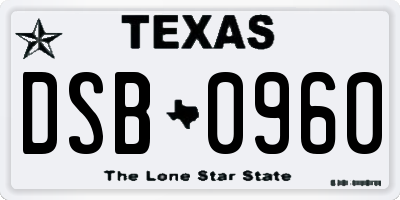 TX license plate DSB0960