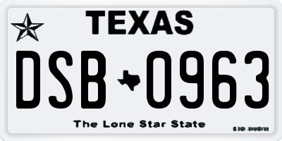 TX license plate DSB0963