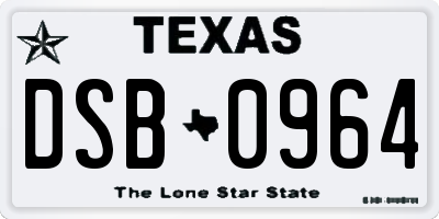 TX license plate DSB0964