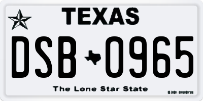 TX license plate DSB0965
