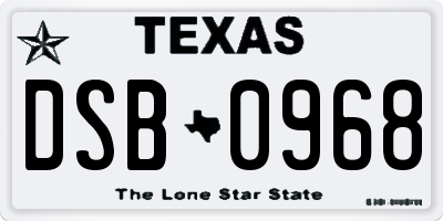 TX license plate DSB0968