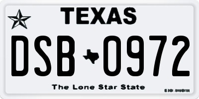 TX license plate DSB0972