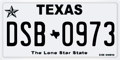 TX license plate DSB0973