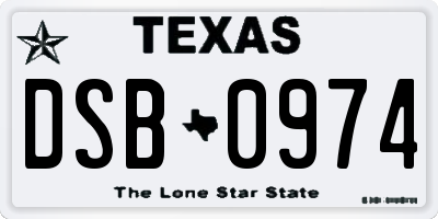 TX license plate DSB0974
