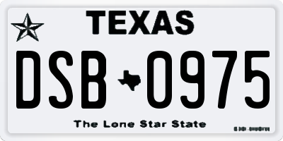 TX license plate DSB0975