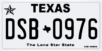 TX license plate DSB0976