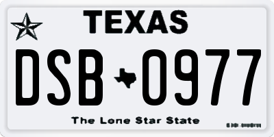 TX license plate DSB0977