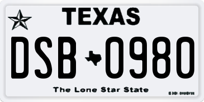 TX license plate DSB0980