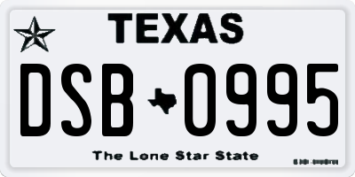 TX license plate DSB0995