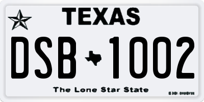 TX license plate DSB1002