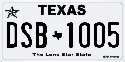 TX license plate DSB1005