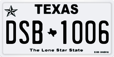 TX license plate DSB1006