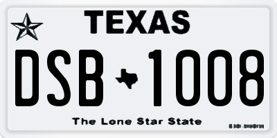 TX license plate DSB1008